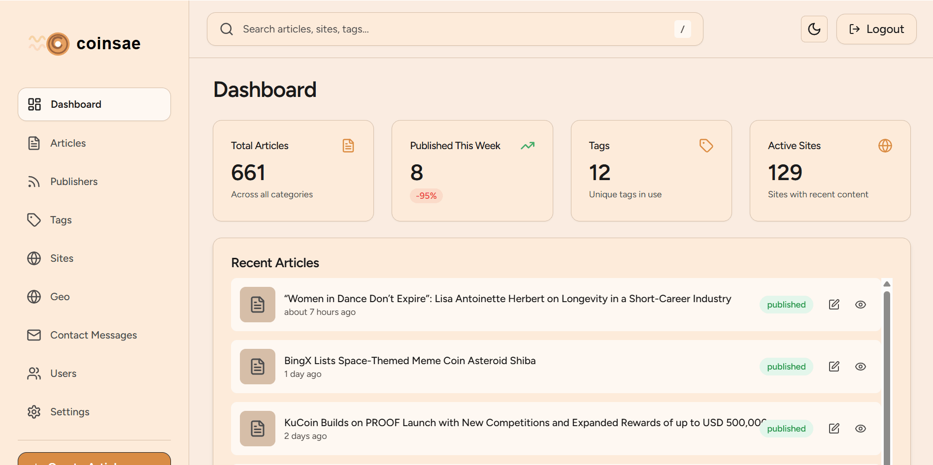 CoinSea — Master CMS for 1000+ News Portals